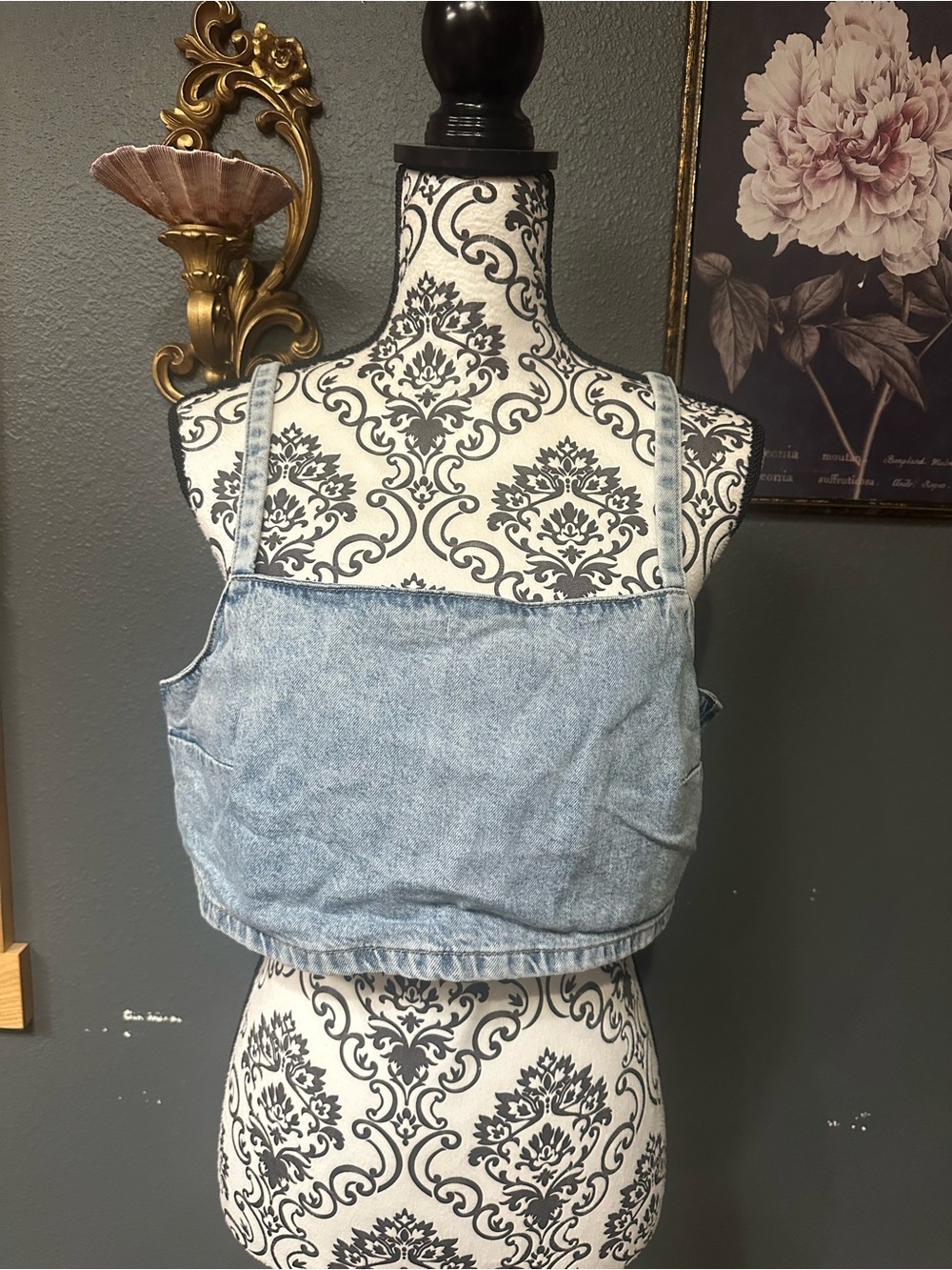 Divided Light Blue Denim Crop Cami L